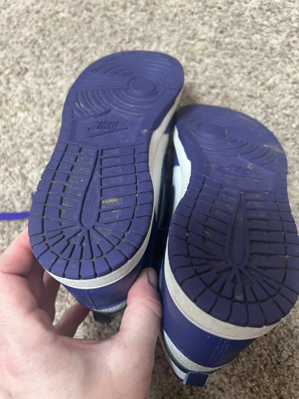 Nike Purple and White High-Top Sneakers size 3 Kids